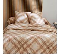 Parure de lit 140x200 cm 100% flanelle de coton ARTHUR beige 2 pièces