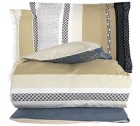 Parure de lit 140x200 cm 50x70 cm percale 100% coton MARLOW acier