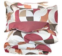 Parure de lit 140x200 cm 50x70 cm percale MODULO acajou 2 pièces