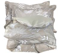 Parure de lit 140x200 cm 50x70 cm satin CAYENNE beige Ficelle 2 pièces