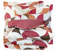 Parure de lit 140x200 cm 65x65 cm percale MODULO acajou 2 pièces