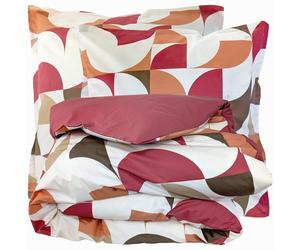 Parure de lit 140x200 cm 65x65 cm percale MODULO acajou 2 pièces