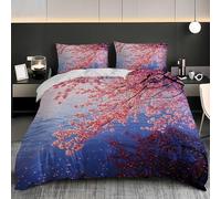 Parure de lit 140x200 cm - Belles Fleurs Au Bord de La RivièRe Douce et Infroissable - 3 Pièces - Rose 1 Housse de Couette + 2 Taie d'oreiller 65x65 cm - Parure de Lit d'hiver