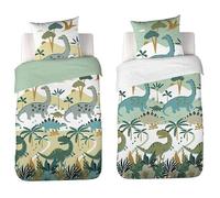Parure de lit 140x200 cm Enfant - Housse de Couette réversible Dinosaure + 1 Taie d’Oreiller 63x63 cm -Microfibre