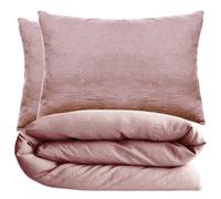 Parure de lit 140x200 cm et 50x70 cm 100% coton lavé PALACE rose rose 2 pièces