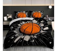 Parure de lit 140x200 cm - Football à Impact Visuel Douce et Infroissable - 3 Pièces - Noir 1 Housse de Couette + 2 Taie d'oreiller 65x65 cm - Parure de Lit d'hiver