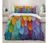 Parure de lit 140x200 cm Magnifique Art De La Plume Housse de Couette Microfibre 3 pièces Douce Confortabl HypoallergiqueColoré Housse de Couette pour Adultes Enfants