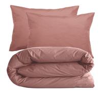 Parure de lit 140x200 cm set 50x70 cm percale MANOIR rose Pêche