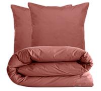 Parure de lit 140x200 cm set 65x65 cm percale MANOIR rose Pêche
