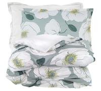 Parure de lit 140x200 cm taie 50x70 cm percale de coton ADELE vert céladon 2 pièces