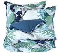 Parure de lit 140x200 cm taie 65x65 cm percale de coton MOOREA PACIFIC bleu/vert 2 pièces