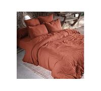 Parure de lit 140x200 double gaze de coton orange terracotta