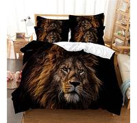 Parure De Lit 160x200 Lion Noir Jaune with 2 Taies D'oreillers 65x65 cm - Microfibre Housse Couette,Adaptées Aux Adultes Et Aux Enfants - Housses De Couettes