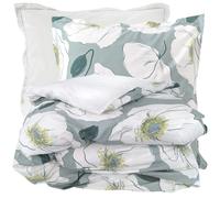 Parure de lit 160x210 cm taie 65x65 cm percale de coton ADELE vert céladon 2 pièces