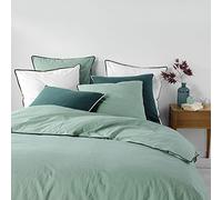 Parure de lit coton lavé Linette Sauge 240x220 cm - Vert d'eau - Douceur D'intérieur