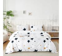 Parure De Lit 180x190/200 cm en Microfibre, Ensemble de Draps 4 Pièces Imprimée, Drap Housse Ajustable 180x200 cm cm, Drap Plat 2 Personnes 240x250 cm et 1 Taie d'oreiller 50x80, Nuit Étoilée