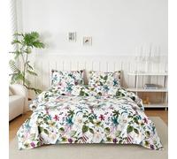 Parure De Lit 180x190/200 cm en Microfibre, Ensemble de Draps 4 Pièces Imprimée, Drap Housse Ajustable 180x200 cm cm, Drap Plat 2 Personnes 240x250 cm et 1 Taie d'oreiller 50x80, Hawaï