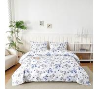 Parure De Lit 180x190/200 cm en Microfibre, Ensemble de Draps 4 Pièces Imprimée, Drap Housse Ajustable 180x200 cm cm, Drap Plat 2 Personnes 240x250 cm et 1 Taie d'oreiller 50x80, Orchidée Encre Pâle