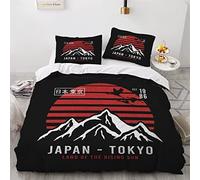 Parure de lit 2 Personne Enfant Ado Tokyo Japon Manga 3D Motif Housse de Couette 200x200 Ultra Doux Microfibre 3 pièces Literie avec Fermeture éclair et 2 Taie d'oreiller
