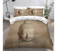 Parure de Lit 2 Personnes Adulte Housse de Couette 240×260 Zen Yoga méditatif Gris Parure de Lit 3D Motif Housse Couette avec Fermeture Éclair Parure De Couette King Size