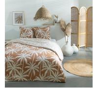 Parure de lit 2 personnes en coton 57 fils imprimé camel 240x220cm