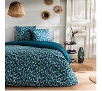 Parure de lit 2 personnes géométrique marine en coton 240x220cm