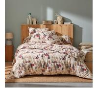 Parure de lit 2 pièces flanelle de coton à montagne housse + taie Beige 140x200 cm