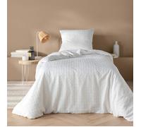 Douceur d'Intérieur – Parure de lit 2 pièces Litea – 140 x 200 cm – Microfibre gaufrée – Blanc