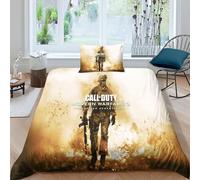 Parure De Lit 2 Pieces Modern Warfare Avec Housse De Couette Et Fermeture Éclair, Motif Personnages De Jeux Vidéo, Motif Dessin Anime Abstrait, Microfibre Douce Et Légère.