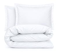 Parure de lit 2 pièces percale de coton uni 80 fils PRIMO 120x150 taie 50x70 Blanc