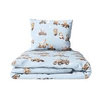 Parure de lit 2 pièces pour bébé et enfant avec couette et taie d'oreiller 80 x 70 cm pour berceau ou landau (animaux en transport)