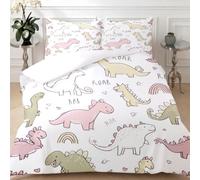 Parure de Lit 200 x 200 cm Géométrie des Dinosaures Housse de Couette avec 2 Taies d'oreiller 65 x 65 cm