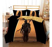 Parure De Lit 200 X 200, Parure De Lit Mandalorian Star Wars Et 2 Taies d'oreiller 80 X 80 Cm, Parure De Lit 3 Pièces Douce Et Moelleuse avec Fermeture éclair (200 x 200 cm,Guerres 01)