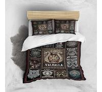 Parure de Lit 200x200 adulte Totem Du Mythe Viking Housse de Couette 1 Personnes Motif Totem Du Bateau Pirate Loup Viking 3Pièces Parure de Lit avec 2 Taies d'oreiller 50x75cm, pour Enfant Adolescents