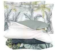 Parure de lit 200x200 cm 50x70 cm percale 100% coton TRINIDAD mousson