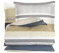 Parure de lit 200x200 cm 65x65 cm percale 100% coton MARLOW acier