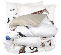 Parure de lit 200x200 cm 65x65 cm percale de coton NOÉ blanc 3 pièces