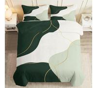 Parure de lit 200x200 cm Minimaliste Bloc Couleur Adulte 2 Personnes | Sets de Housse de Couette Microfibre, Nordique Ligne Vert 3D Ensemble Literie avec 2 Taies d'oreiller 65x65 cm