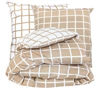 Parure de lit 200x200 cm percale 100% coton DDM MAX Beige 3 pièces