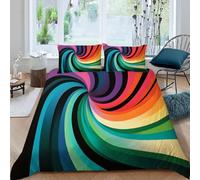 Parure de Lit 200x200 cm pour Enfants 3D Imprimé Boules rayées colorées Parure Housse de Couette Illusion Optique Parure de Couette Chambre Décor 2 Personnes avec 2 Taies d'oreiller 50x75 cm (Dz1881)