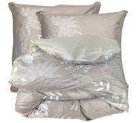 Parure de lit 200x200 cm satin de coton CAYENNE beige Ficelle 3 pièces