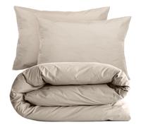 Parure de lit 200x200 cm set 50x70 cm percale MANOIR beige Lin