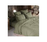 Terre de Nuit Parure de lit 200x200 Double Gaze de Coton Kaki