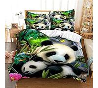 MAODU Parure de Lit 200x200 Panda Anti acarien Housse Couette 200x200 en Microfibre, Parure Housse Coutte avec 2 Taie d'oreiller 65x65 cm
