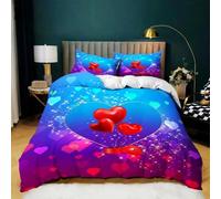 Parure de Lit 200X200 Romantique de Luxe avec Housse de Couette et Fermeture Éclair,Motif Cœur Rouge,Idéale pour La Saint-Valentin,pour Un Couple. Housse de Couette Douce et Confortable en Microfi