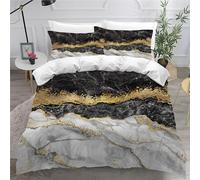 Parure de Lit 200x200cm Adulte Marbre Housse de Couette 1 Personne Marbre d'or Noir 3 Pièces Parure de Lit Réversible Enfant avec 2 Taies d'oreiller 50x75cm, pour Enfant Adolescents