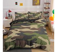 Parure de lit 220x240 Adulte Camouflage de l'armée Housse de Couette 2 Personnes avec Fermeture Éclair pour Adolescents, Filles,Hommes