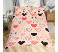 Parure de Lit 220x240 Adulte CœU.S Dessinés Housse de Couette | Microfibre, Anti-froissage, CœU.S à Pois 3D Imprimée, Literie Set 3 Pièces, Fermeture Éclair, 2 Taies d'oreille