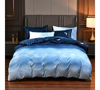 Parure de Lit 220x240 Adulte Dégradé Bleu Clair 110 g/㎡ Microfibre Housse de Couette 220x240 + 2 Taies d'oreiller 65x65 Housse Couette 240x220 Adaptée Aux Hommes D'âge Mûr Femmes Adultes Parure