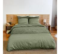 Parure de lit 220x240 Adulte - Housse de Couette 220x240 cm uni avec Velours côtelé + 2 Taies d'oreiller 63x63 cm- Set de Housse de Couette Polyester uni (220x240 cm) (Vert)